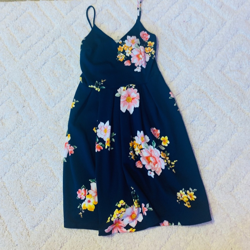 Navy Blue Floral Dress